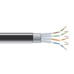 Cat5e Bulk Wire, 4 Pair, CMX, DirectBury, FOIL, Solid, Shielded, 350MHz, 1Kft Box, Black